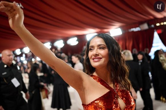 Salma Hayek au photocall de la 95ème édition de la cérémonie des Oscars à Los Angeles, le 12 mars 2023. 