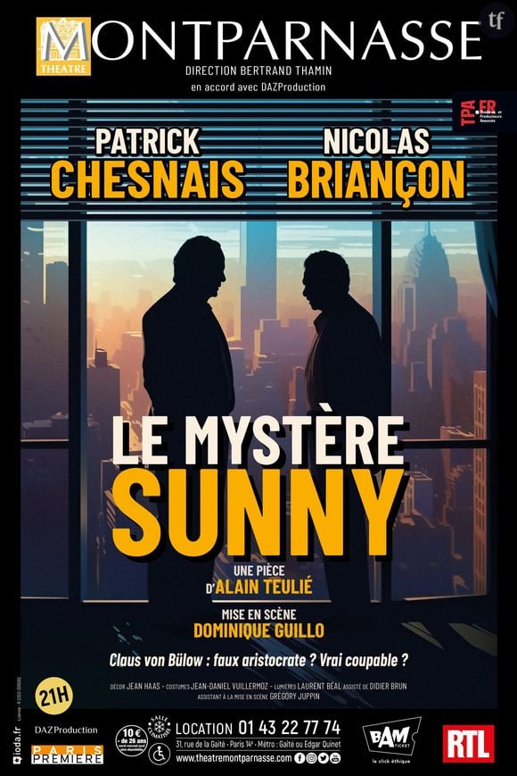 9) "Le Mystère Sunny" avec Patrick Chesnais et Nicolas Briançon au Théâtre Montparnasse : mais qui des deux l'emportera ?