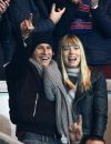  Nagui et sa femme Melanie Page - People au match de Ligue des Champions Psg - Ajax Amsterdam au Parc des Princes à Paris le 25 novembre 2014.  