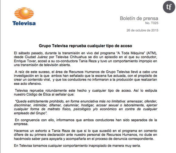 La réponse de Televisa