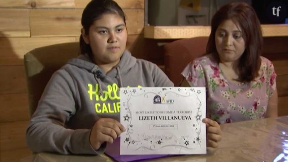 La jeune Lizeth Villanueva et son diplôme de "terroriste en devenir