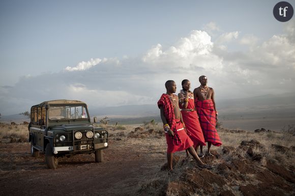 Trois guides de safari Massaï à Laikipia, Kenya.