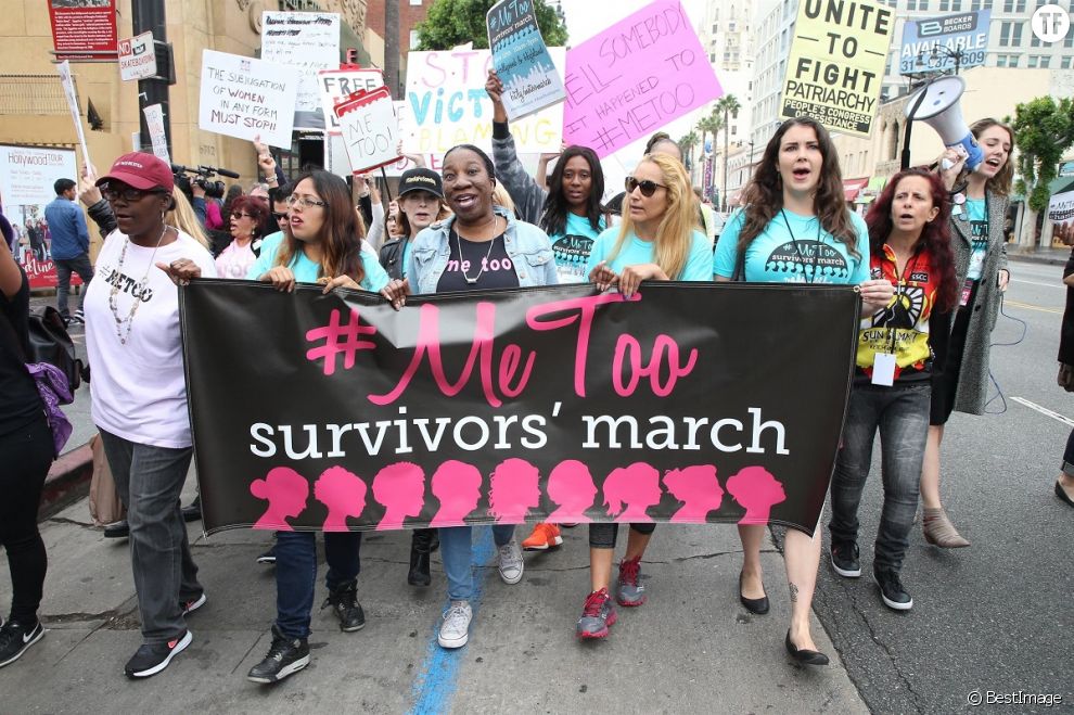En 2017, une victime d&#039;Harvey Weinstein s&#039;exprime lors de la &quot;Marche des Survivantes&quot;.