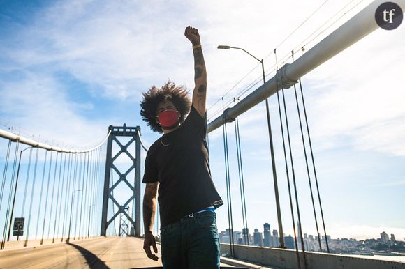 Manifestation sur le Bay Bridge à San Francisco lors du mouvement Black Lives Matter. 