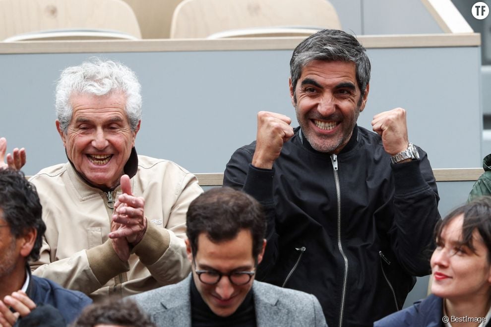  Ary Abittan et Claude Lelouch dans les tribunes de Roland Garros à Paris le 7 juin 2019.  
