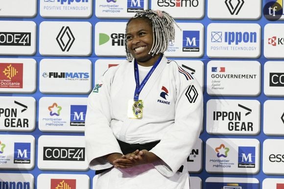 Et a dit les termes : "Honnêtement, je trouve ça dommage de dénigrer des femmes de cette façon, gratuitement qui plus est."
MONTPELLIER, FRANCE : Romane DICKO (FRA) médaille d'or des +78kg aux Championnats d'Europe de Judo Montpellier 2023, le 5 Novembre 2023. MONTPELLIER, FRANCE : Judo European Championships Montpellier 2023 on November 5th, 2023.