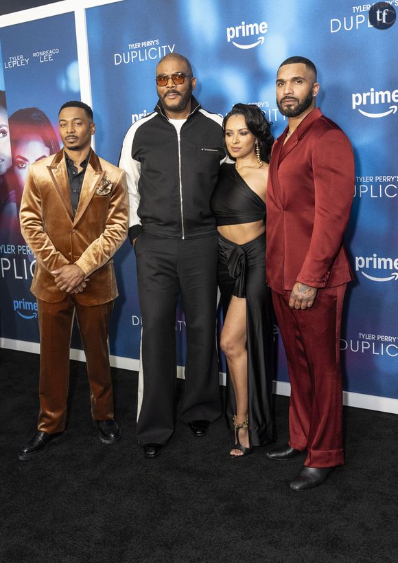 RonReaco Lee, Tyler Perry, Kat Graham and Tyler Lepley attend premiere of 'Duplicity' by Amazon Studios at MoMA in New York (Photo by Lev Radin/Pacific Press)