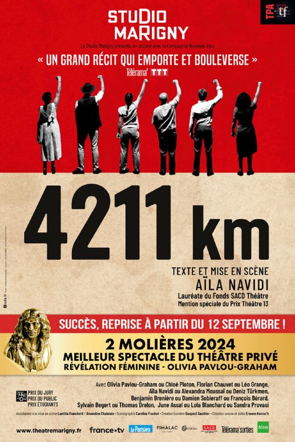 Théâtre : on a vu le poignant "4211 KM" au &nbsp;Studio Marigny, un cri de révolte iranien couronné aux Molières. Entre rires et larmes.