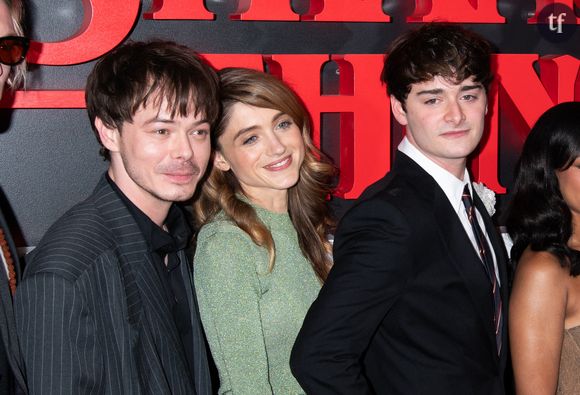 Charlie Heaton, Natalia Dyer, Noah Schnapp à la soirée d'ouverture de Stranger Things : La première ombre" Soirée d'ouverture à Broadway. New York, New York, États-Unis le 23 avril 2025. Photo by Janet Mayer/INSTARimages.com