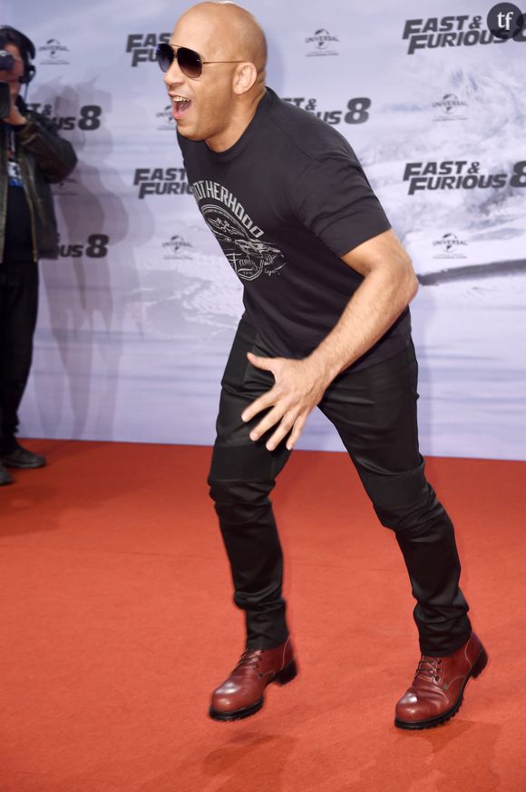 Vin Diesel lors de la première du film "Fast & Furious 8" au cinéma CineStar IMAX à Berlin, Allemagne, le 4 avril 2017.