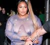 Lizzo, auparavant, s'était elle aussi vêtue d'une robe transparente afin de se rendre à l'anniversaire de Cardi B à Los Angeles, le 11 octobre 2021.