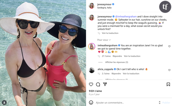 La publication de Jane Seymour en compagnie de Heather Graham.